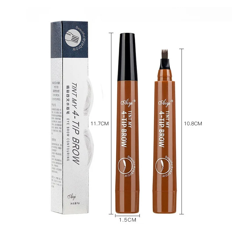 4 Point Eyebrow Pencil 4 Prong Tip Eyebrow Pen 4 Fork Eyebrow Pencil Waterproof Liquid Eyebrow-Pencil Long Lasting Like Real