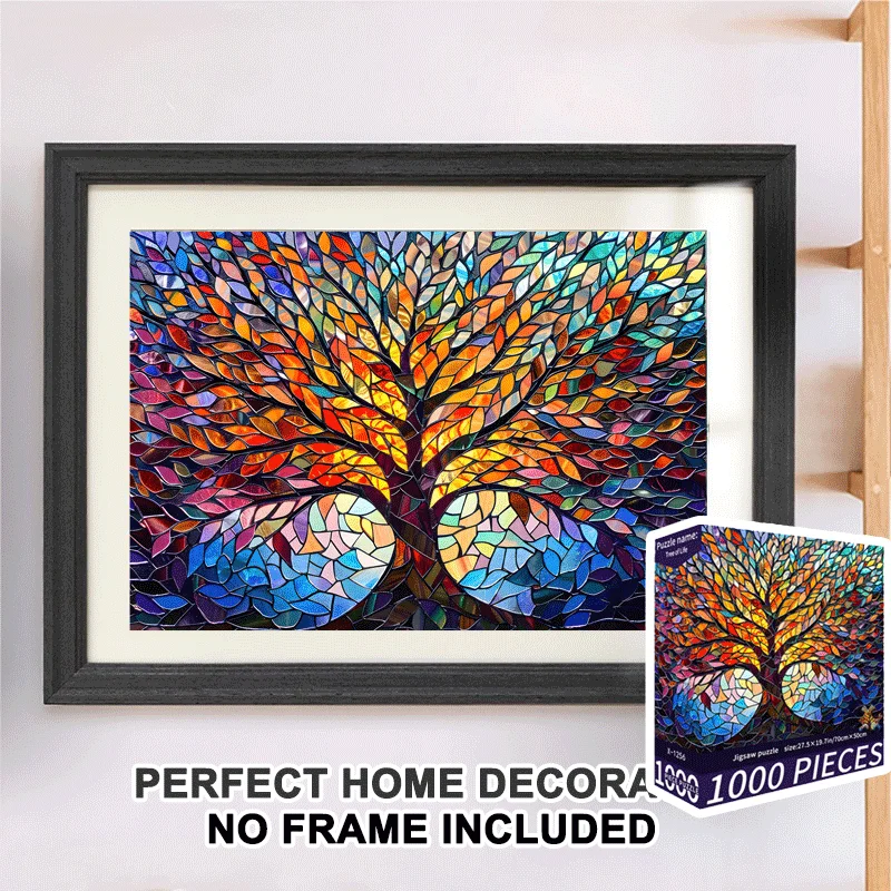 أحجية الصور المقطوعة للبالغين مكونة من 1000 قطعة من رسم شجرة نابضة بالحياة، مقاس نهائي كبير 70 × 50 سم (27.5 × 19.7 بوصة) #5