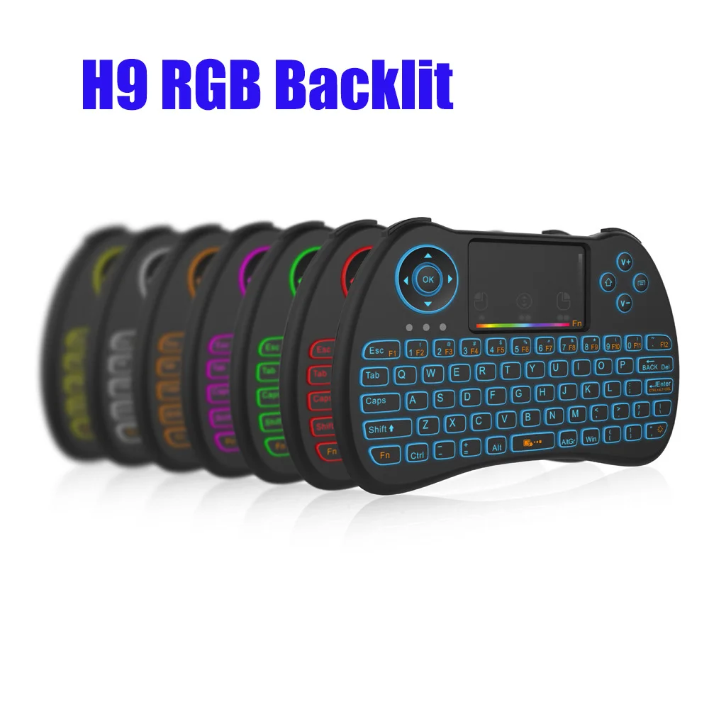 H9 przenośny Mini klawiatura bezprzewodowa 2.4G Air Mouse podświetlany pilot Touchpad na PC Smart TV X96 Android TV, pudełko PK I8 M2S