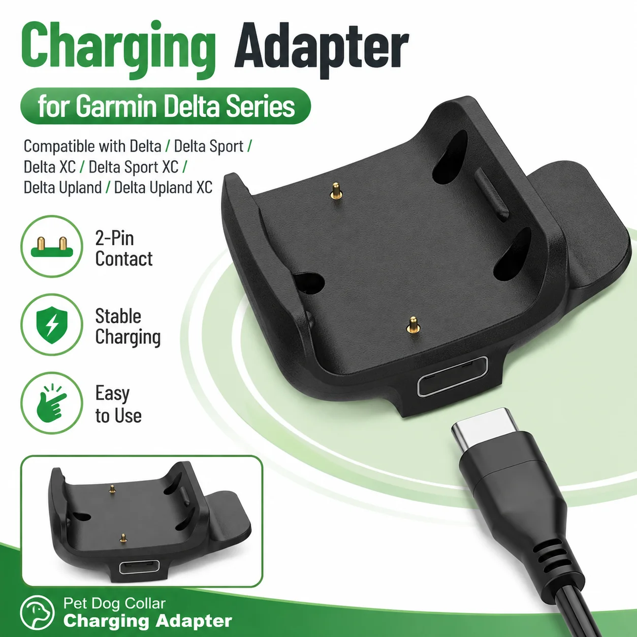 Charging Adapter for Garmin Delta Delta Sport Delta XC Delta Sport XC Delta Upland Dog Collar Replacement Charger Connector