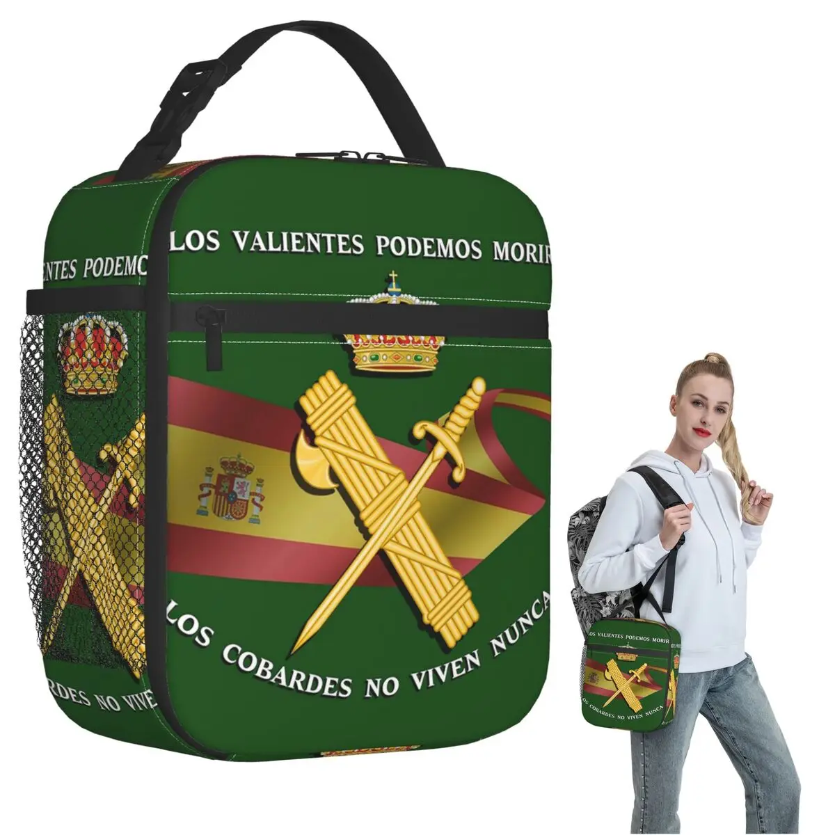 

Spanish Guard Civil Spain Flag Insulated Lunch Bag for Women Kids Portable Food Boxes Thermal Lunch Box Tote