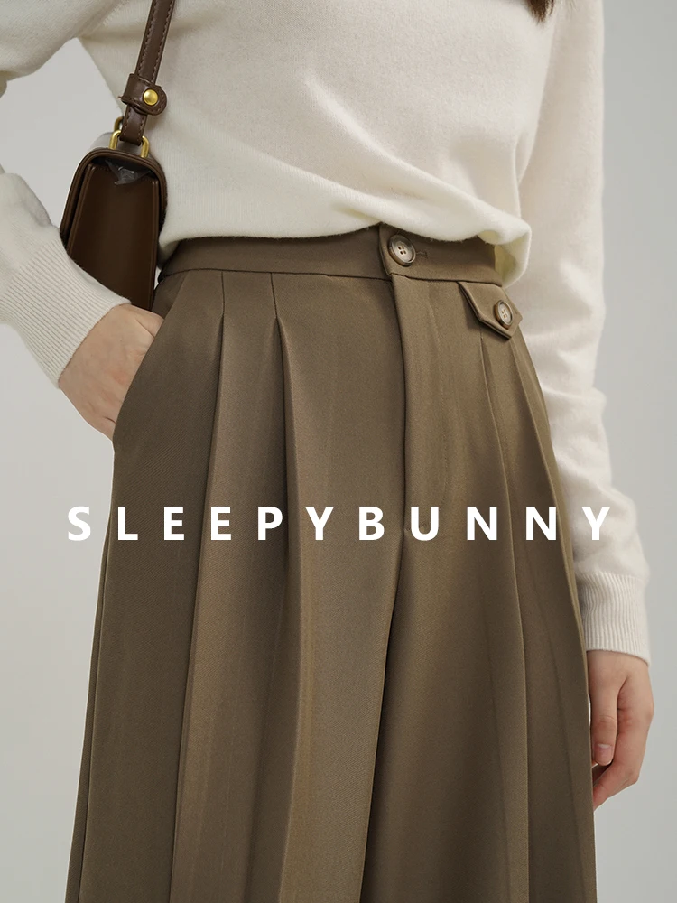 Elegant Chic Loose High Waist Wide Leg Pants Winter Warm Straight Leg Trousers for Women Casual Office Slimming Long Suit Style