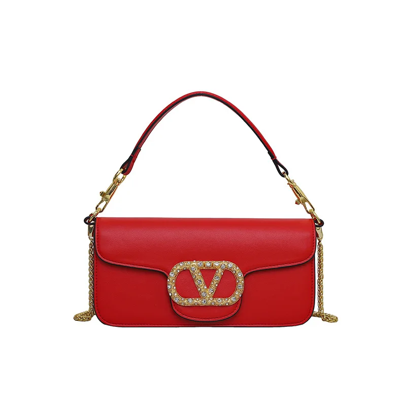 กระเป๋าสะพายข้างผู้หญิงแบบใหม่ปี 2025 ประดับเพชร กระเป๋าถือแบบสะพายใต้วงแขน สายโซ่สะพายไหล่ หรูหราและอเนกประสงค์ ระยิบระยับสำหรับงานกลางคืน