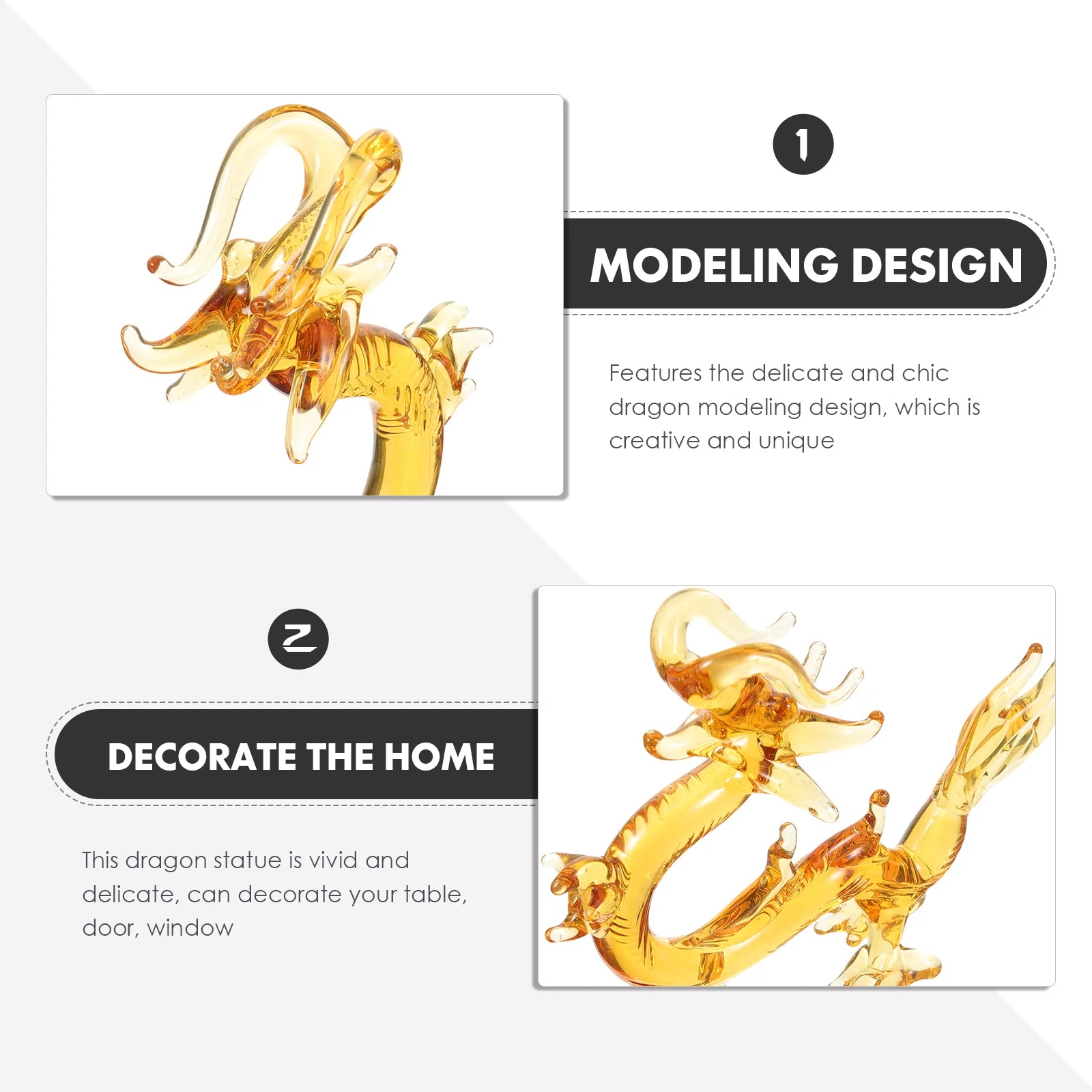 

Crystal Dragon Decorative Ornament Exquisite Workmanship Wealth Prosperity Office Home Desktop Decoration Dragon Statue