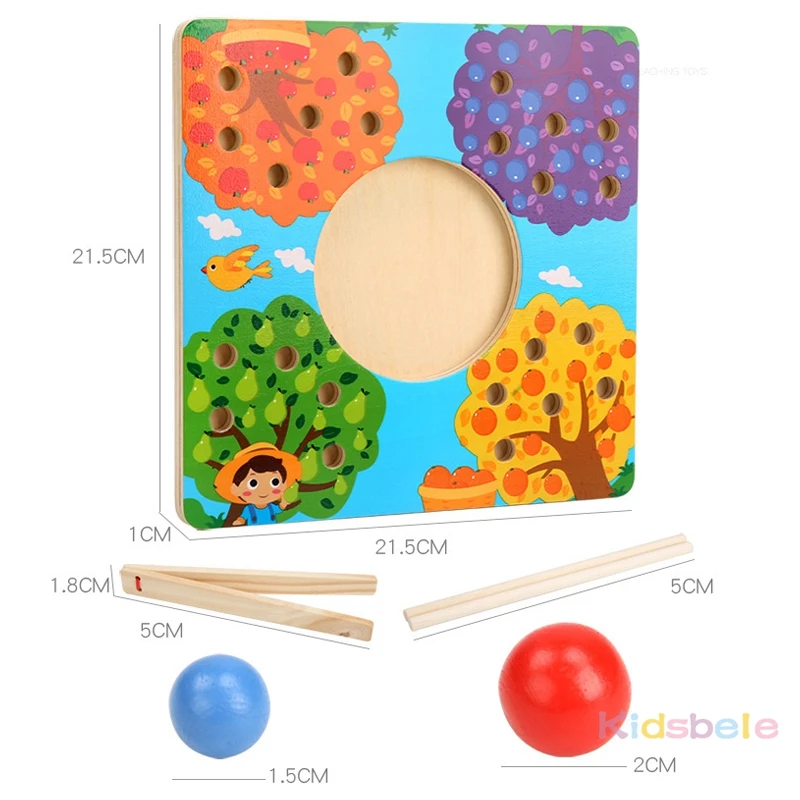 Baby Montessori Toys Wooden Beads Kids Chopsticks Clip Beads Matching Game Puzzle Board Educational Training Toys For Children