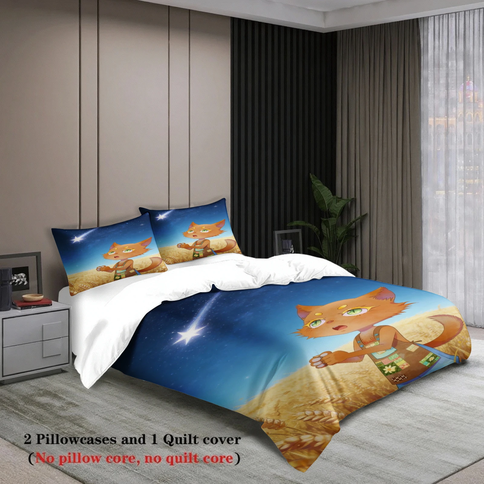 Softville Cozy Town Cute Fern the Quilt Fox Bedding Set With Duvet Cover & Pillowcase For Children's Bedroom Decor