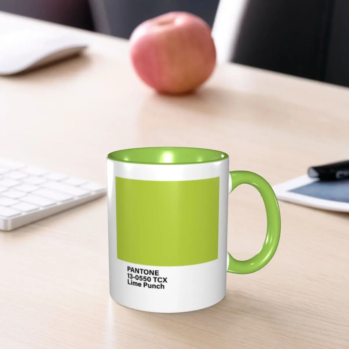 Pantone 13-0550 TCX Lime Punch Mug Funny Ceramic Coffee Cups Tea Mugs Milk Cup Drinkware Gifts for Woman Man