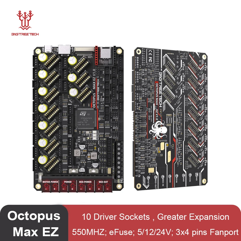 

BIGTREETECH Octopus Max EZ V1.0 3D Printer Motherboard 10 Drivers eFuse 550MHz Control Board for Voron CoreXY Raspberry Pi