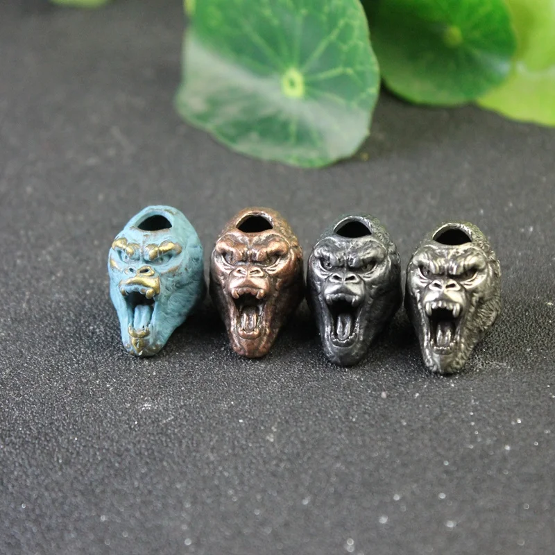 Angry Gorilla EDC Brass Knife Beads Cartoon Animal Orangutan ombrello intrecciato fai da te corda cordino Charms accessori ciondolo Paracord