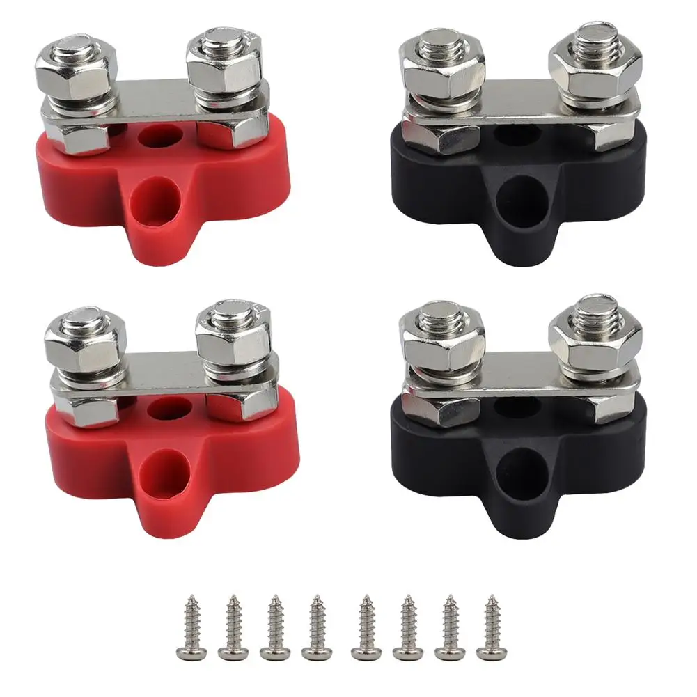 4Pcs Car Battery Power Stud Junction Post Bus Bar morsettiera 48V M6 M8 Dual Power Distribution Block per auto Truck RV Boat