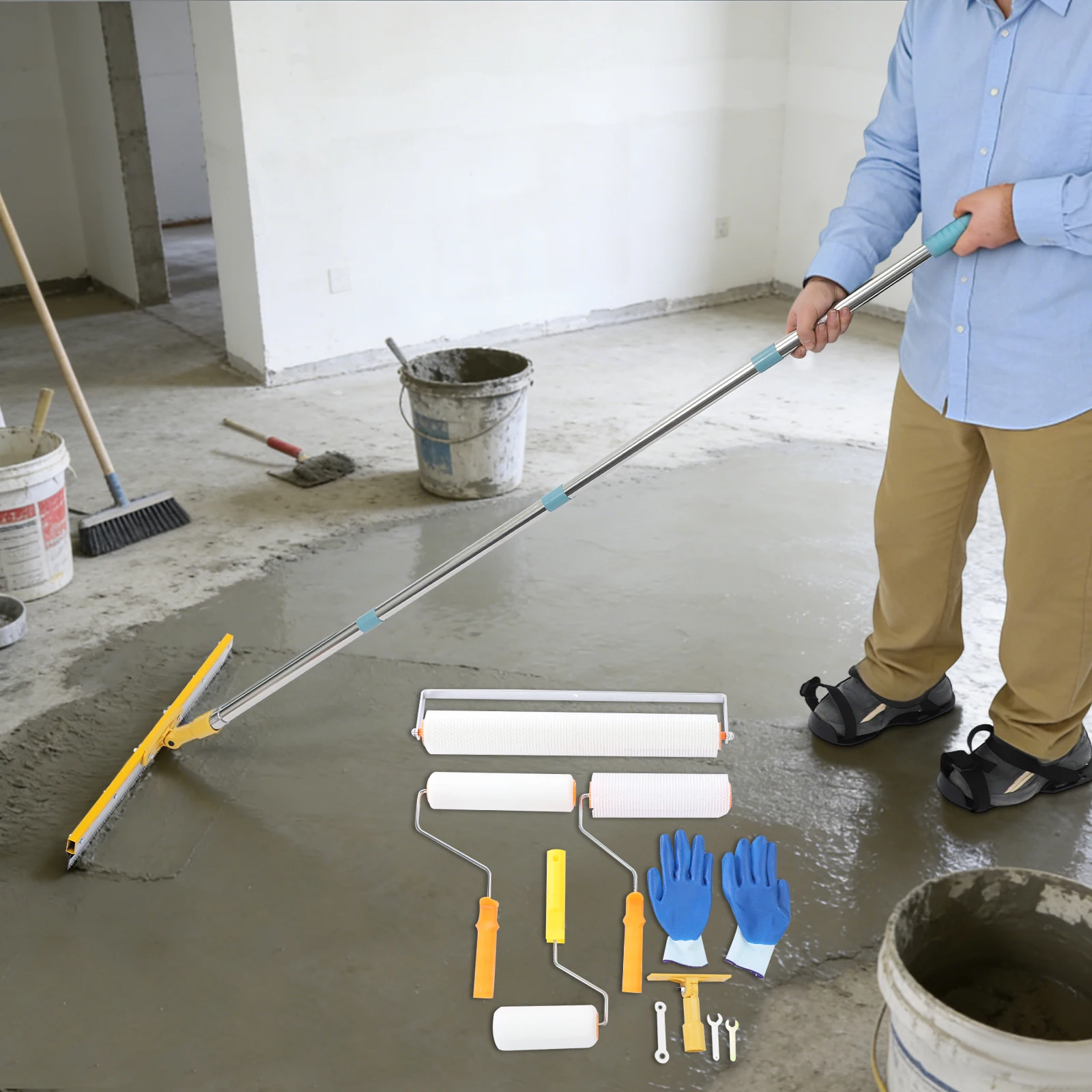 Self Leveling Epoxy Floor Kit, Self Leveling Concrete Tool, Self Leveling Tool, Floor Screed Kit For Epoxy Mortar, Cement, Concrete
