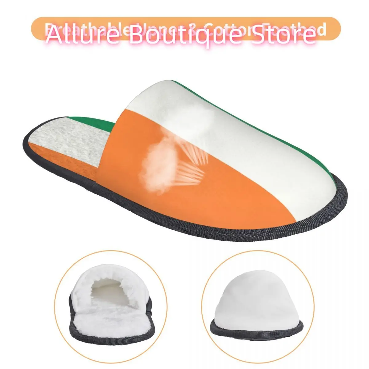 カスタムアイルランド旗ハウススリッパ女性用コージーメモリーフォームスリッポンスパスリッパシューズ