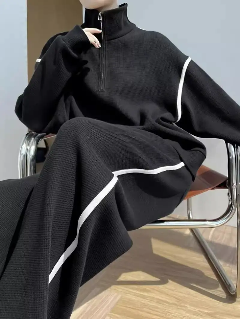 

Мужской спортивный костюм большого размера 300 Pou Bla: осенне-зимний комплект из толстовки с воротником-стойкой и прямых брюк