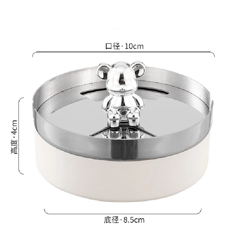 Luxury Stainless Steel Rotating Ashtray with Cover Sealed Windproof Round Creative Personality European Ashtray Home Decoration