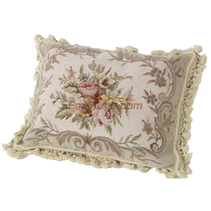 camel needlepoint floral pillow   woven  neoclassical thickening embroidered cushions