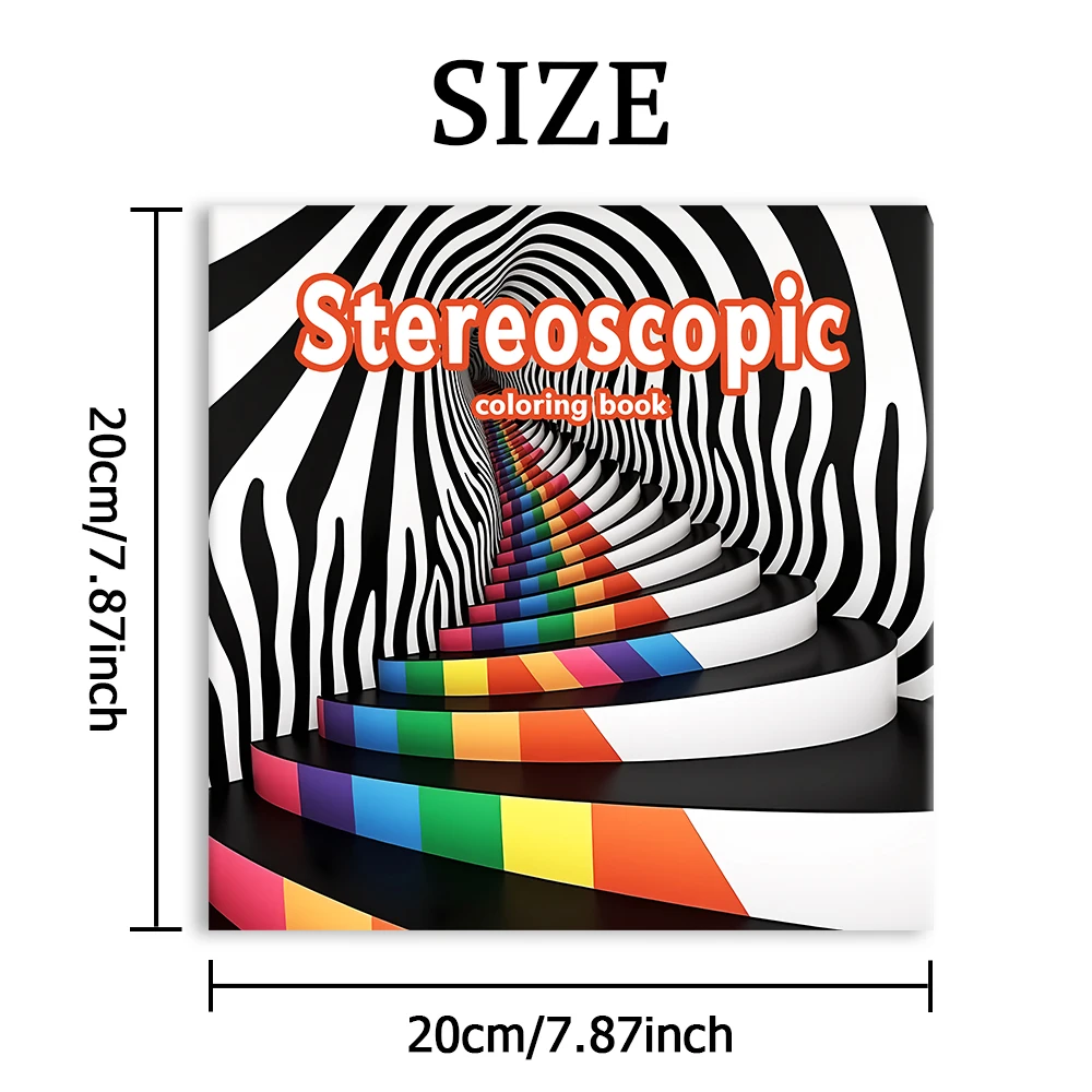 STEREOSCOPIC Patterns Coloring Book for Adults Cute Drawing Book Perfect Gift for Party and Birthday