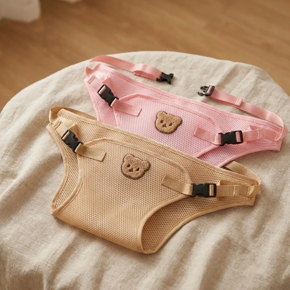 Soft Fabric Baby High Chair Safety Strap Skin-friendly Adjustable Dining Chair Seat Belt Breathable Mesh Bear Pattern