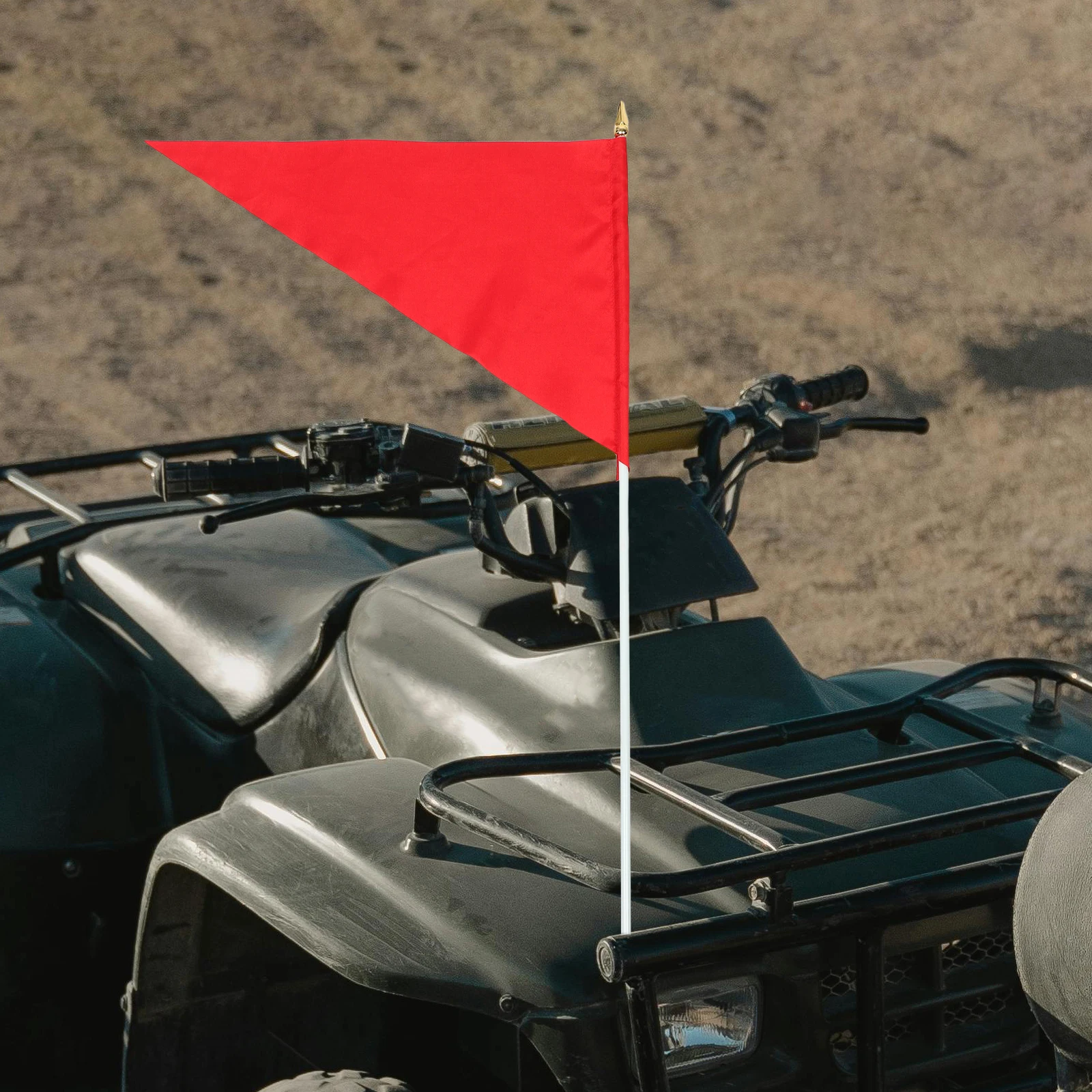 

Heavy Duty Bike Safety Flag Pole High Visibility Triangle Flag For Atvs Golf Carts E-Bikes Off-Road Beach Sand Durable