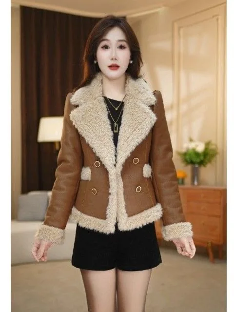 Giacca Invernale da Donna 2025, Calda, Alla Moda, Semplice, in Pelle con Pelliccia, di Alta Qualità, Capospalla Elegante