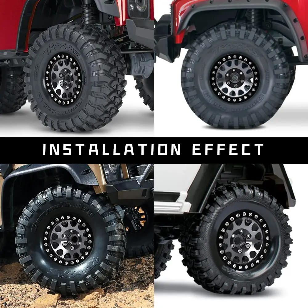 GLOBACT Aluminiowe 1.9 Beadlock Wheels RC Zestaw obręczy kół do 1/10 RC Crawler TRX4 TRX6 Axial SCX10 Redcat (4 szt.)