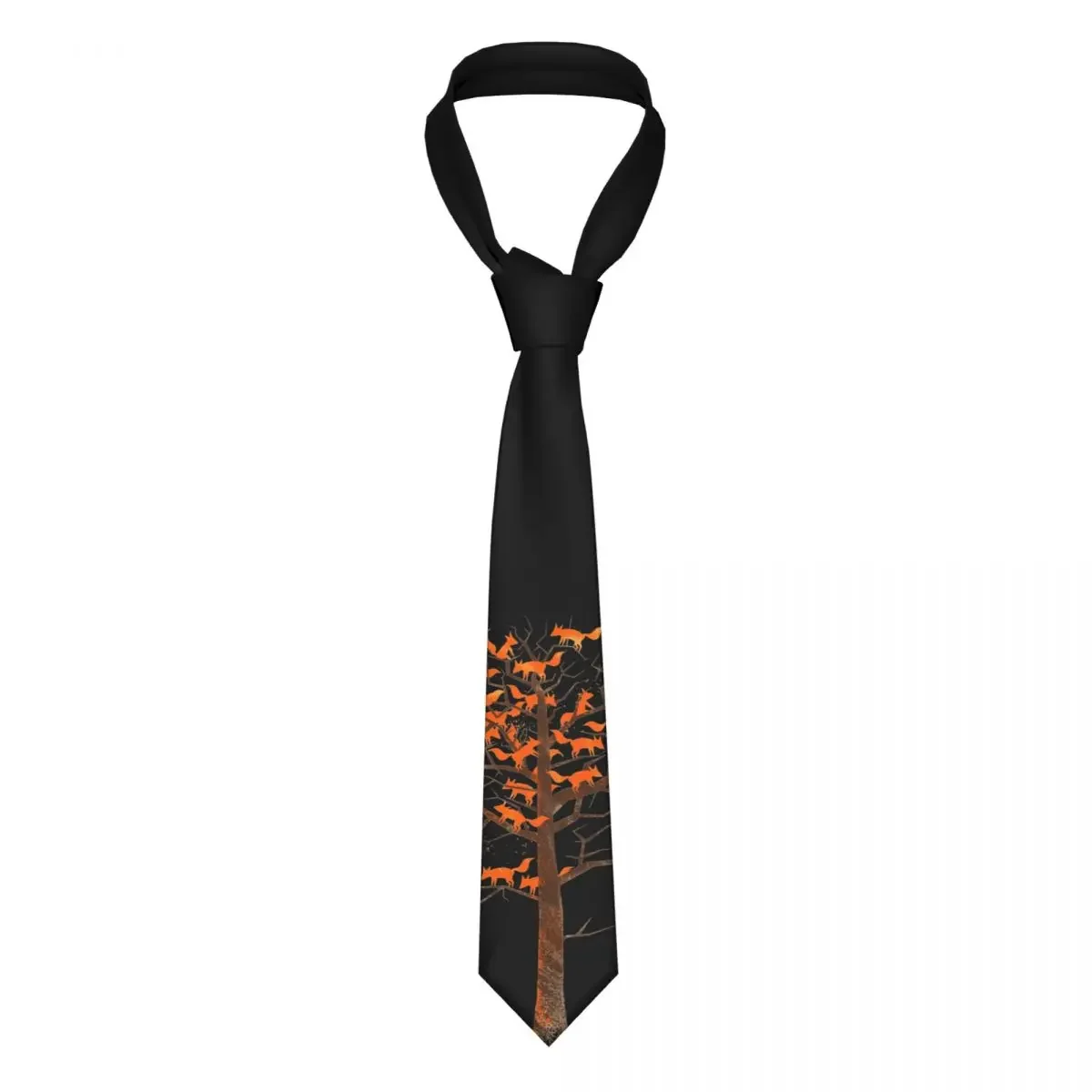 Blazing Fox Tree Neckties Men Silk Polyester 8 cm Narrow Animal Nature Neck Tie for Mens Daily Wear Cravat Office