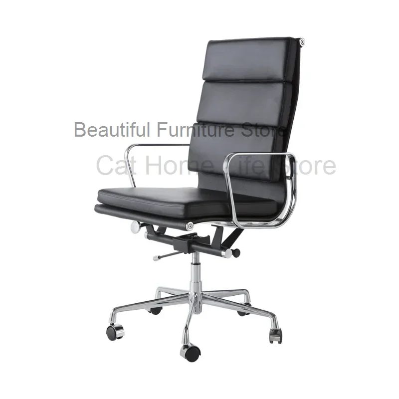 Móveis-High Low Back Couro Genuíno Office Chair Set, Cadeira Executiva, Base de Liga, Preto, Branco, Browns' Móveis, WRXYH