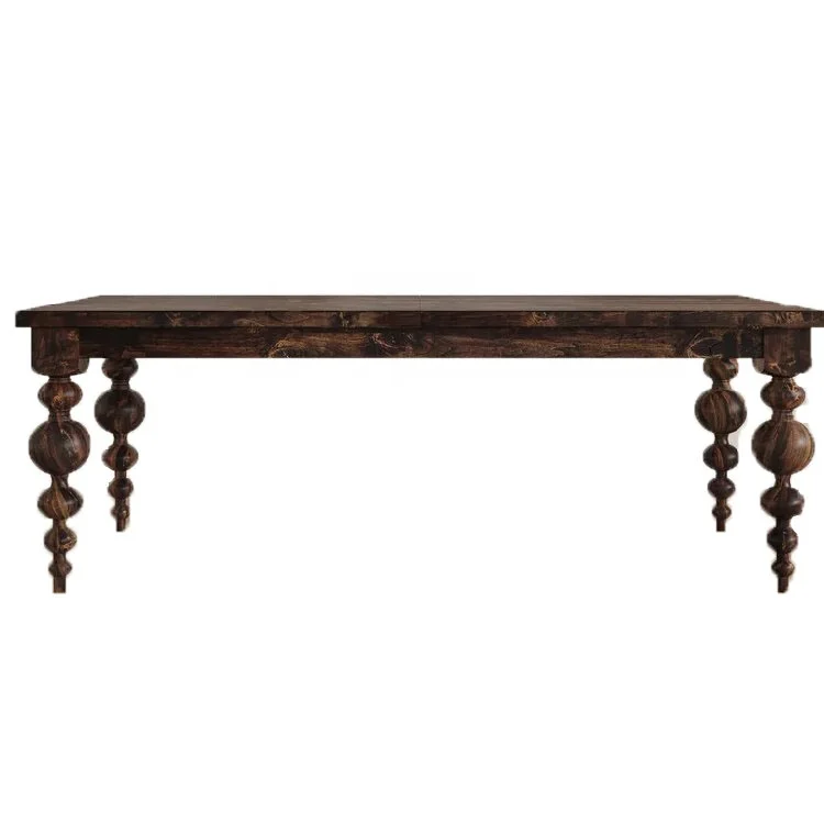 

/High Quality Custom Traditional Dining Room Furniture Turned Legs Rectangle Wood Dining Table