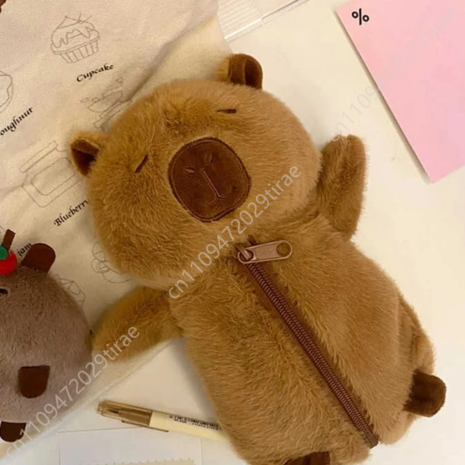 Tempat Pensil Kain Capybara Tas Pensil Multifungsi Hadiah Kreatif untuk Kantor Sekolah