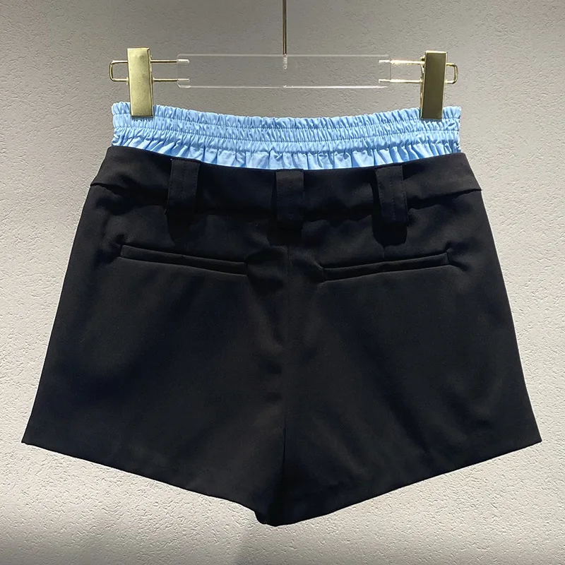 Exclusive 2025 Spring Summer New Color-Plaid High-Waisted Pleated Skirt Style Casual Slim-Fitting Shorts for Women