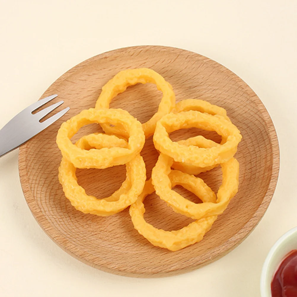 14 Pcs Simulated Food Display Supply Squid Rings Photo Prop Model Fried Chicken Imitation Meat Fake Imitated Pvc Artificial