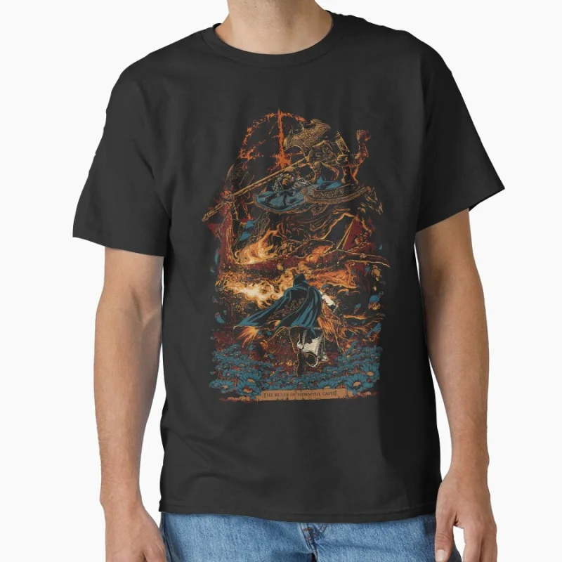 

Fire and Flames Vintage video game Bloodborne Retro videogames Dark Souls gift T Shirt for men large size tops S-6XL