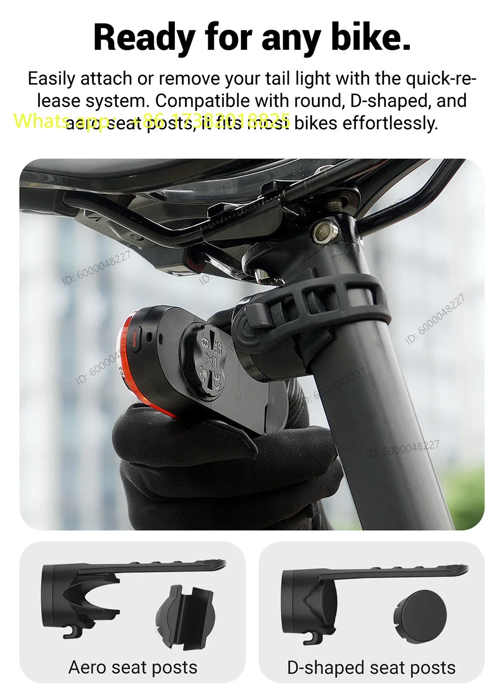 TR70 Radar Tail Light Smart Bike Taillight Brake Warning IP67 Waterproof Cycling Rear Light 7 Light Modes Tail Lamp view 5