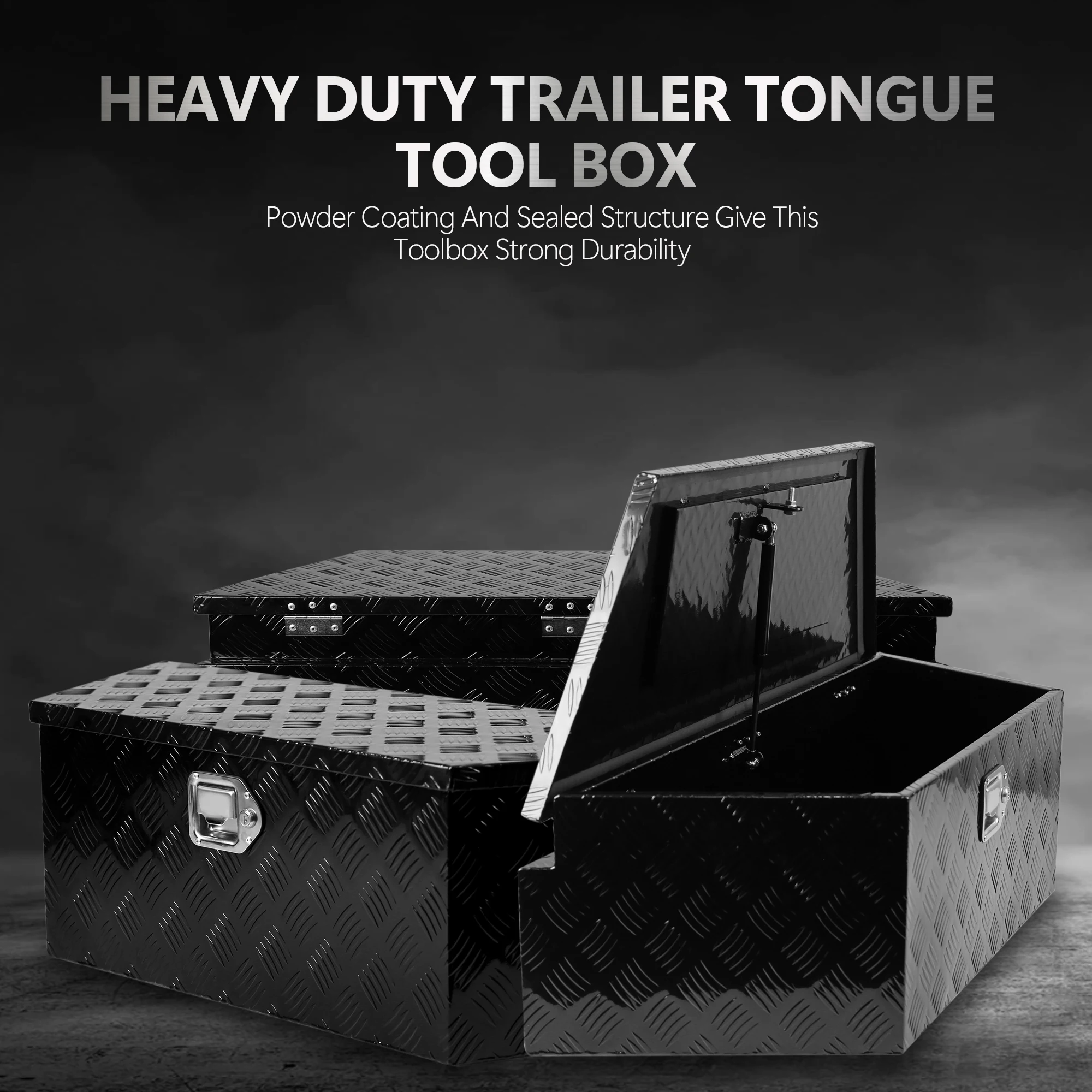 

39 Inch Aluminum Utility Trailer Tongue Tool Box 5 Bar Tread Trailer Tongue Box Waterproof Under Truck Storage For Pick Up Truck