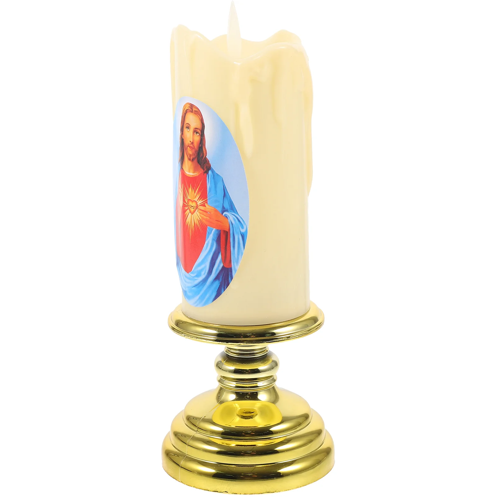 

Electronic Catholic Prayer Candles Conical Glass Powered Lights Plastic LED Centerpiece Religious