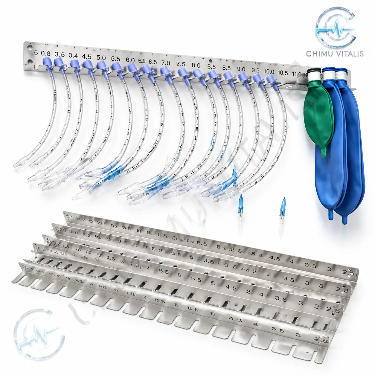 【CHIMU VITALIS】Veterinary Endotracheal Tube ID 2.0-13mm with 304 Stainless Steel Wall Hanger Rack Pet Airway Clinic Supplies