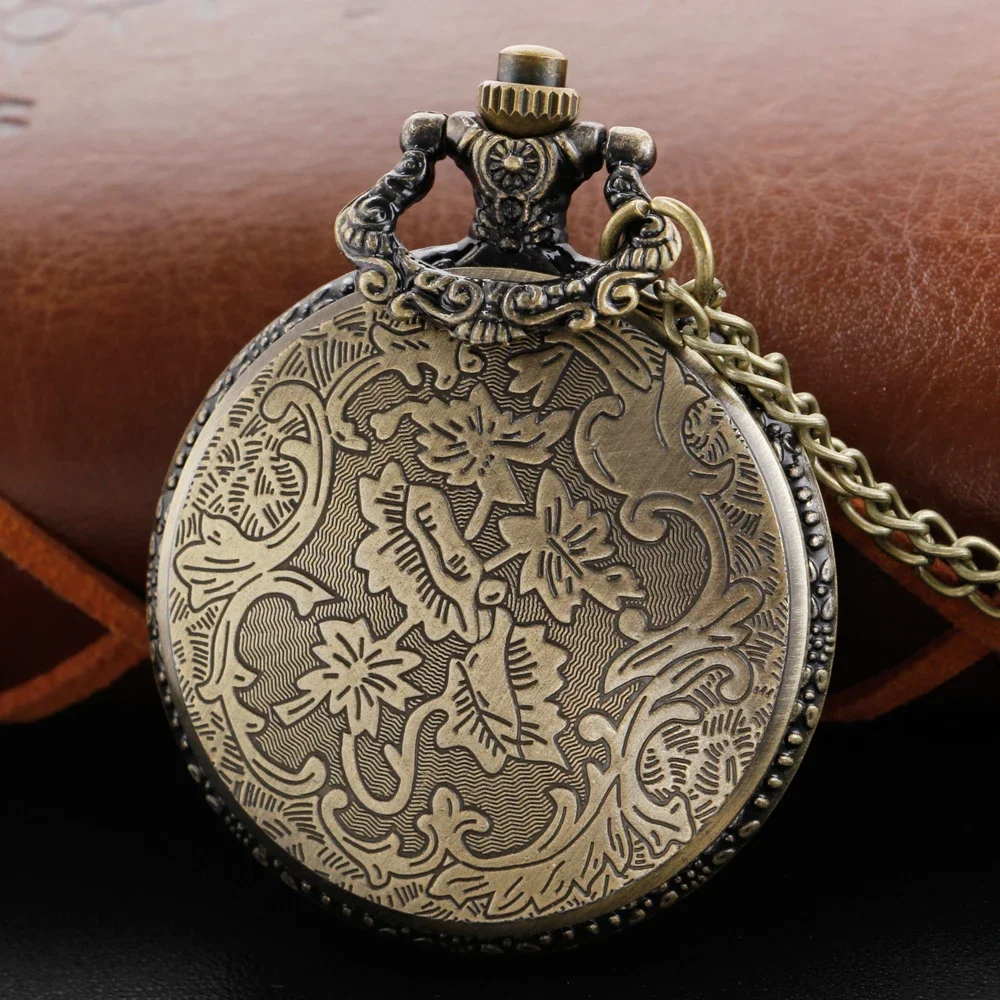 Classic Dinosaur World Tyrannosaurus Time Gemstone Quartz Pocket Watch Necklace Pendant Men's and Women's Clock Gift