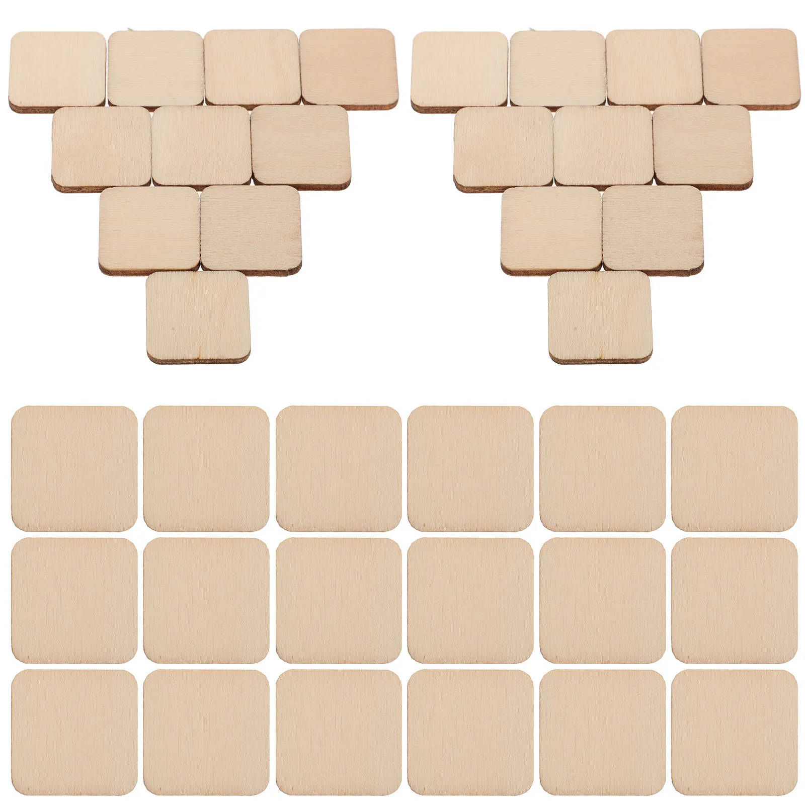 

100 Pcs 20MM Rounded Edge Wooden Squares DIY Crafts Blank Wood Pieces Hanging Decor Home Oil Brush Painting Educational Tool