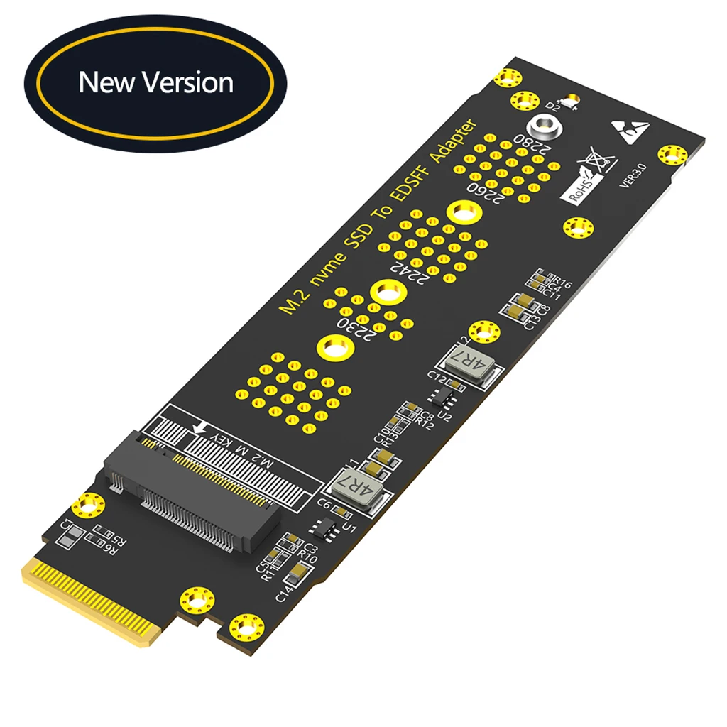 M.2 for NVME M Key to EDSFF E1.S Adapter PCIe 4.0/3.0 X4 Expansion Card for 1U Server Chassis Support 2230 2242 2260 2280 M2 SSD