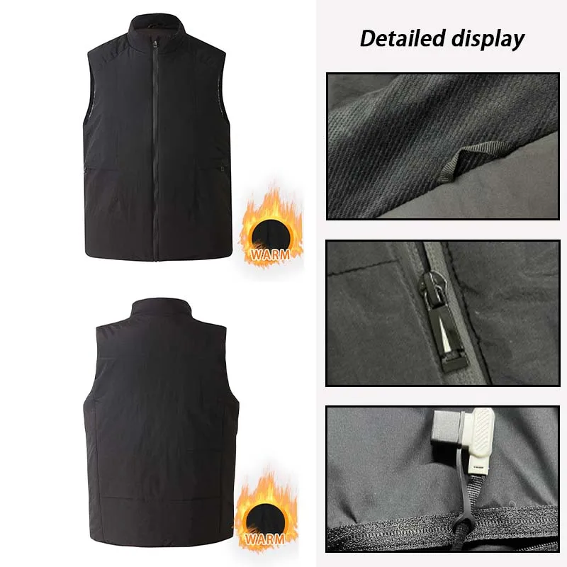 Men Autumn Winter Smart Heating Cotton 6 Area Heated Vest Women Thermostatic Vest Dual Control Gear Adjustment Warm Jacket