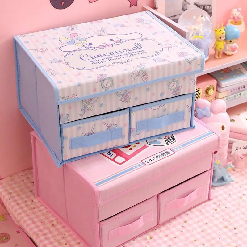 

Sanrio Girly Drawer Underwear Storage Box Kawaii Hello Kitty Cinnamoroll My Melody Kuromi Cartoon Fabric Folding Storage Box