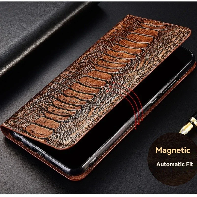 Retro Genuine Leather Magnetic Flip Phone Cover For iPhone 16 Pro Max 15 Pro 14 Plus 13 Mini 12 Pro 11 XR Xs Max SE 6 7 8 Plus