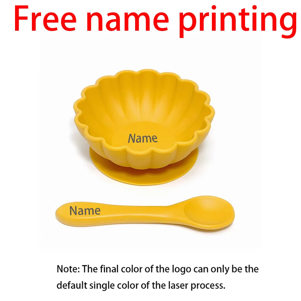 

Free Name Printing 2PCS Silicone Tableware Bowl Spoon Set Suitable for Boys Girls Holiday Gift