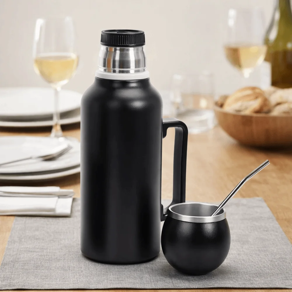 

Термос для йерба мате 1,3 л из нержавеющей стали с трубочкой, изолированная бутылка, герметичная, большая емкость, термокружка для кемпинга