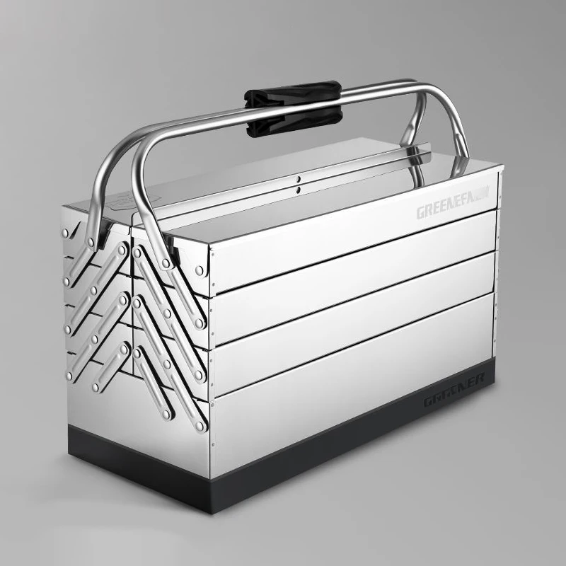 Foldable Toolbox Stainless Steel Handheld Toolbox Multifunctional Tough Build Tool Box Portable Waterproof Rustproof Tool Case