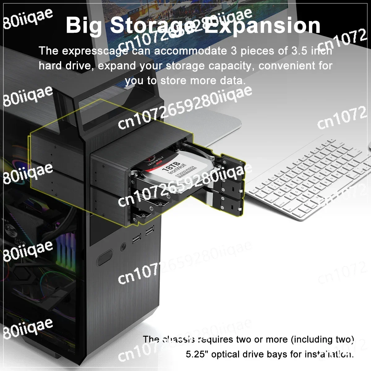 3.5 Inch SAS/SATA HDD Case Optical Drive Hard Disk Enclosure 5.25 To 3.5 Inch Extraction Tray 3/5 Bay Desktop Computer Box