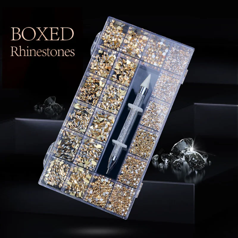 21-Gitter Nail Art Strass Dekoration DIY Maniküre Mixed Diamond Schmuckset Beauty Nail Art Tools Kreatives Nagelzubehör