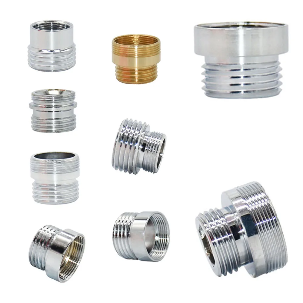 2pcs Brass 1/2inch x M16 M18 M24 M28 Thread Connector Silver Water Faucet Connector For Bubbler Bathroom Kitchen