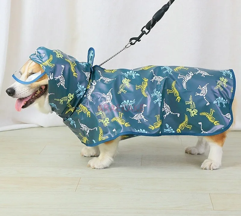 Dog raincoat waterproof clothes Teddy Chai dog corgi small dog medium-sized dog rain supplies cape full bag rain cape - view 3