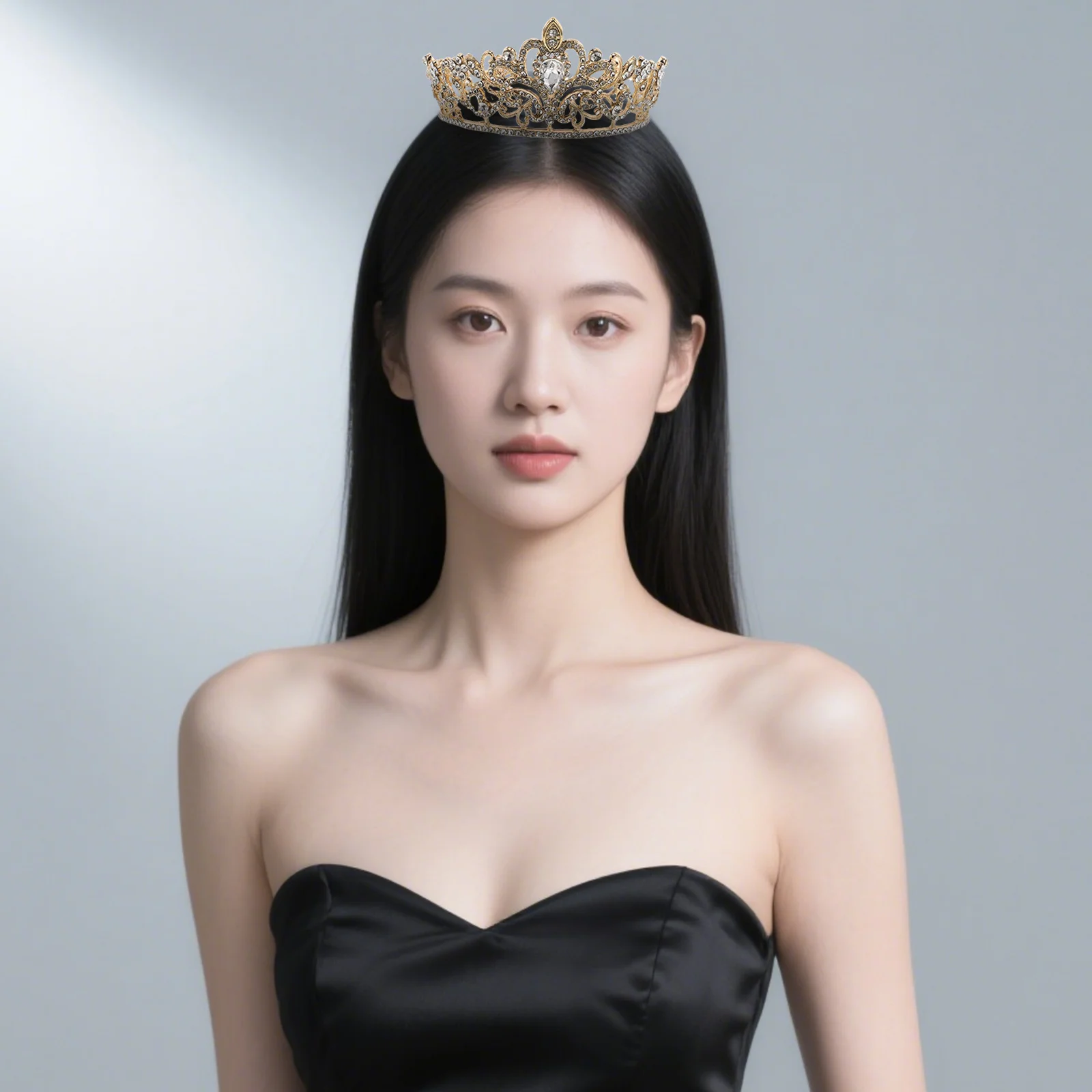 

Свадебная повязка на голову с короной и кристаллами и стразами, головной убор невесты, свадебный головной убор, элегантный свадебный аксессуар для волос для выпускного вечера