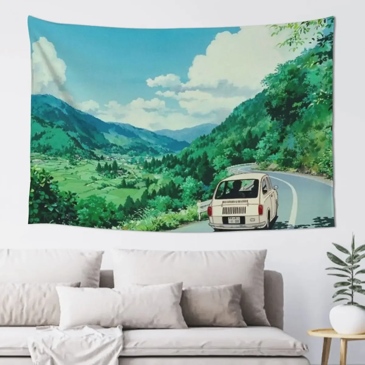 

Vintage Anime Road Scenery Tapestry Art Mural Wall Decorations House Decor Tapestry